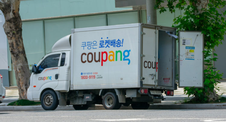 Coupang truck makes deliveries