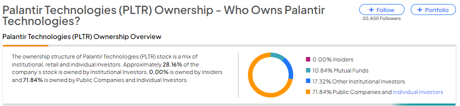 Кому принадлежат акции Palantir (NYSE:PLTR)?