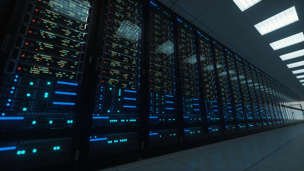 Interior of a modern server room.
